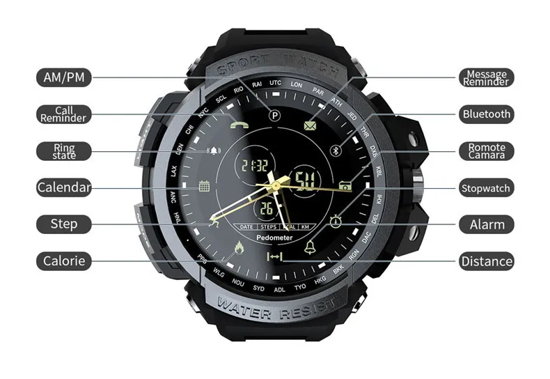 Relógios à Prova Lokmat Relógio Inteligente Pulseira Esportes Bluetooth Backlight Dip68 Água Ip68 3 Relógios inteligentes