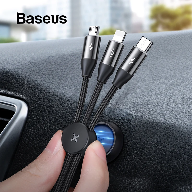 Baseus 3 in 1 USB Cable USB Type C Cable for Samsung S10 S9 Zinc Alloy Cord for iPhone X Xs Max XR Charger Micro USB Cable