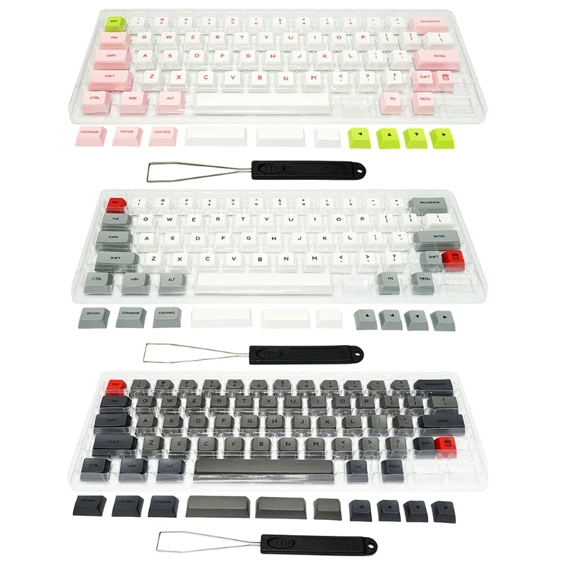 

100% Brand New and High Quality 64 Keys Keyset Double Color PBT Thick Keycap for GK64 Mechanical Gaming Keyboard with Puller Set