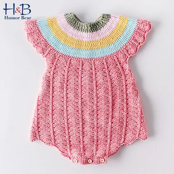 

Humor Bear Baby Sweater Clothes 2020 Spring Autumn Infant Baby Girl Knitting Jumpsuit Romper Little Flying Sleeveless Outfit
