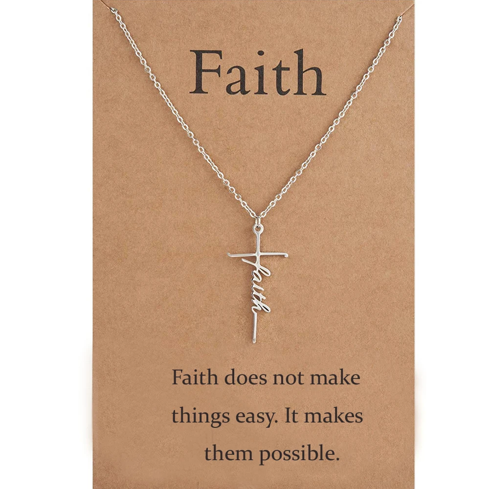 Glauben Kreuz Halskette Hoffen Glauben Graceful Gesegnet Vertrauen Fearless Anhänger Halskette Religiöse Personalisierte Schmuck Geschenk für Frauen