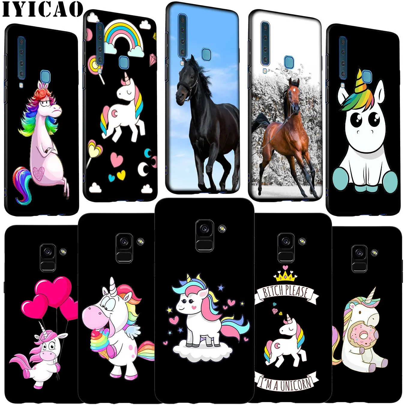 Cute Horse Unicorn Soft Silicone Phone Case for Samsung Galaxy A6 A7 A8 A9 2018 A3 A5 2016 2017 Note 9 8 10 Plus |