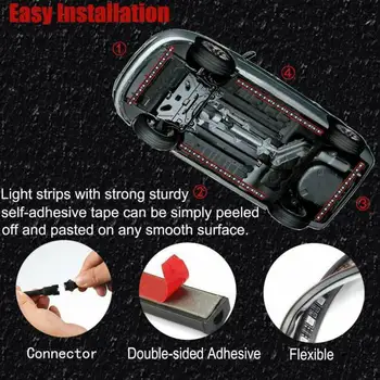 

Car LED Strips Tube Underglow RGB Under Neon 60cm+90cm DC12V Super Bright