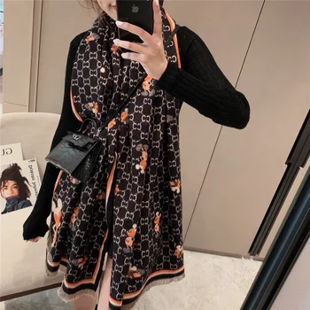 

Disney Scarf For Women Winter Fashion Shawls Cashmere Letter C Ladies Shawl Bandana Mickey Student Scarf Thick Warm Headkerchief