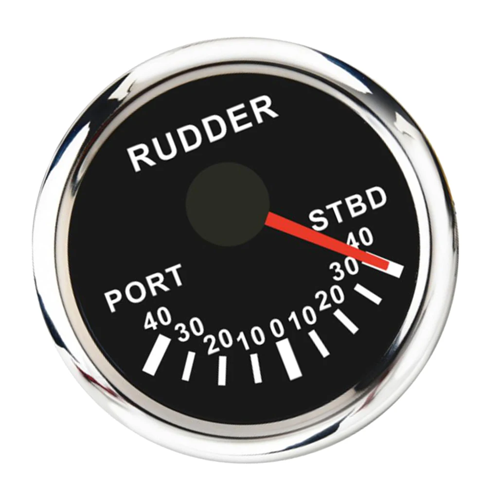Yacht Marine Rudder Angle Indicator Gauge 0-190ohm 52mm 2 inch 12V/24V - Black Dial