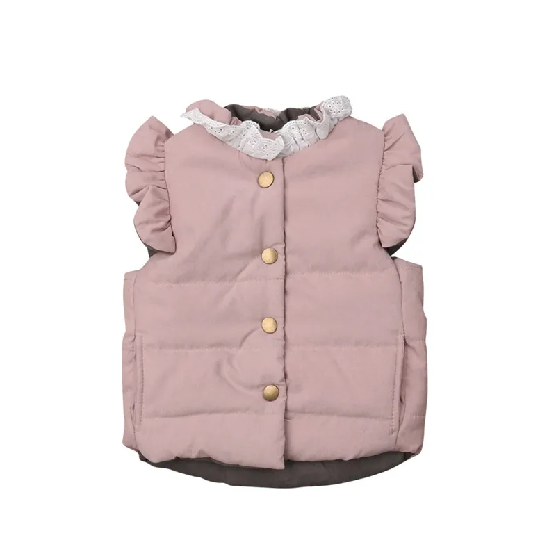 От 0 до 4 лет; сезон осень-зима; Повседневный жилет для девочек; детская верхняя одежда; пальто для девочек; жилет для маленьких детей; детская теплая куртка без рукавов - Цвет: Розовый