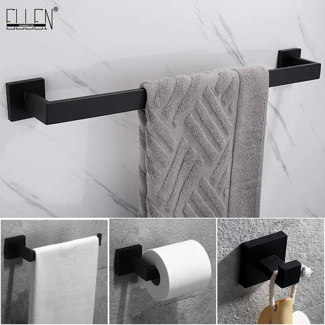 Ellen Matte Black Bathroom Hardware Set Black Robe Hook Towel Bar Toilet  Paper Holder Bath Bathroom Accessories El990s - Bath Hardware Sets -  AliExpress