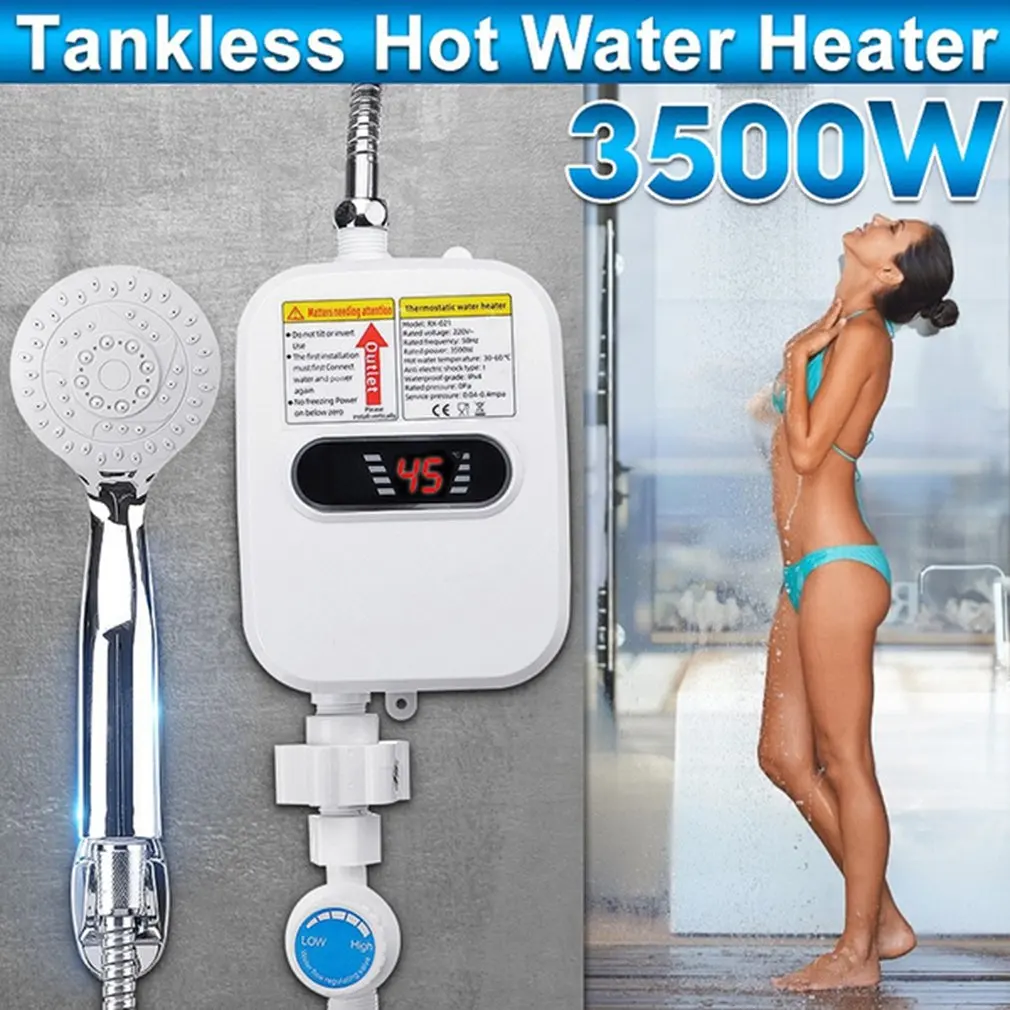 Mini Quick Heater Shower Without Water Storage Water Heater Bathroom Kitchen Wall Mounted Instant LCD Electric Water Heater_voghion.com