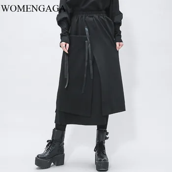 

Korea 2020 New Spring Elastic Waist Solid Color Irregular Pocket Skirt Streetwear Straight Personality Sloose Kirt Tide Y102