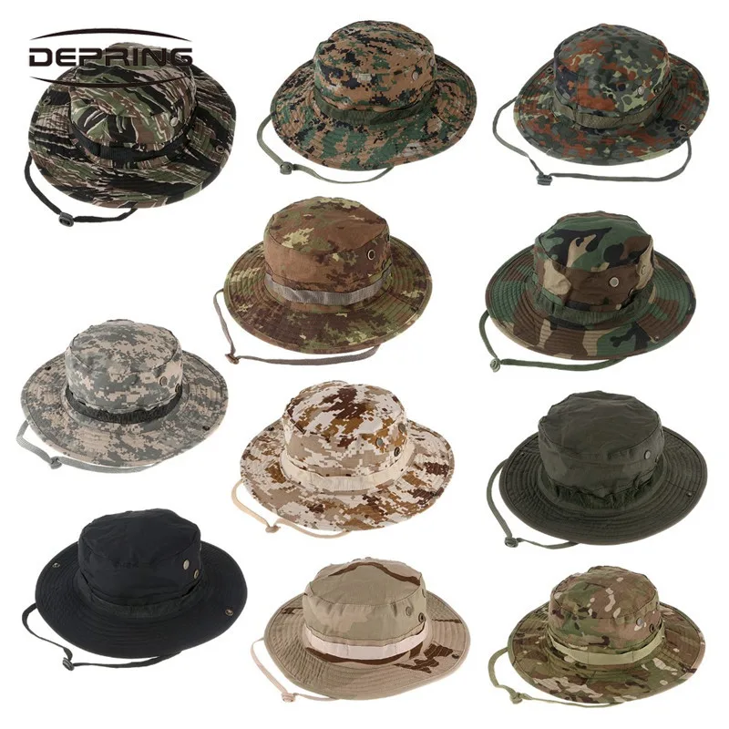 

Tactical Military Molle Camouflage Hidden Jungle Hat Multifunctional Fishing Camping Hiking Travel Sunproof Sun Protection Hat