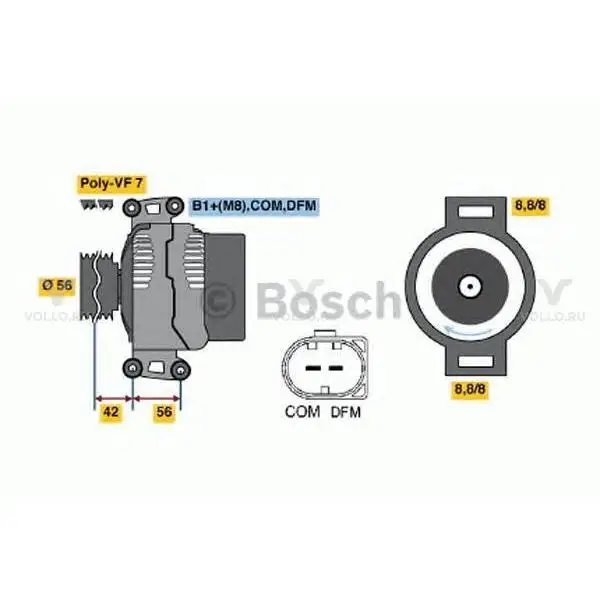 0124615028 bosch генератор 14v, 150a