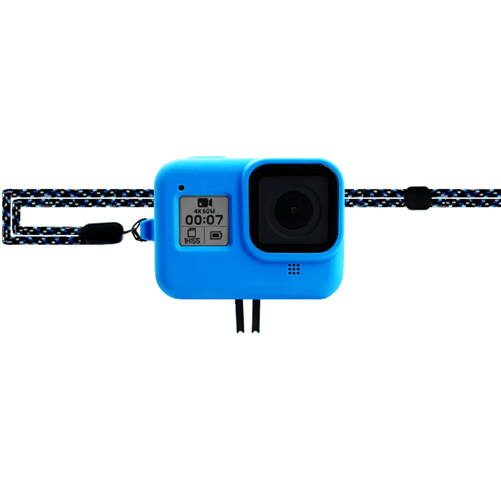 MAXCAM силиконовый рукав+ ремешок для Gopro Hero8 - Цвет: Синий цвет