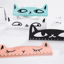 Régua de madeira de desenhos animados, ferramenta de medição de gato kawaii, de 15cm, para aprendizagem, material escolar, presentes para estudantes, 1 peça