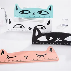 Régua de madeira de desenhos animados, ferramenta de medição de gato kawaii, de 15cm, para aprendizagem, material escolar, presentes para estudantes, 1 peça