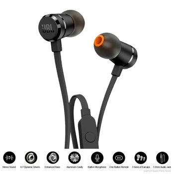 

Original JBL T290 Wired Earphones Stereo Music Sports Bass Headset 1-Button Remote Hands-free Call with Mic for iPhone Android