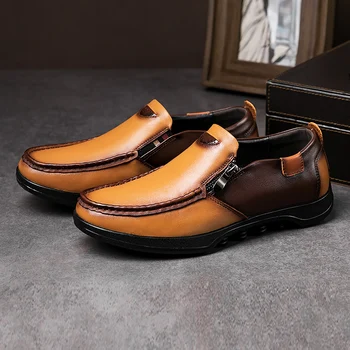 

Spring Handmade Men Shoes Loafers Black Brown Men Flats Sneakers Genuine Leather Driving Moccasins Slip-on Man Large Size Shoes