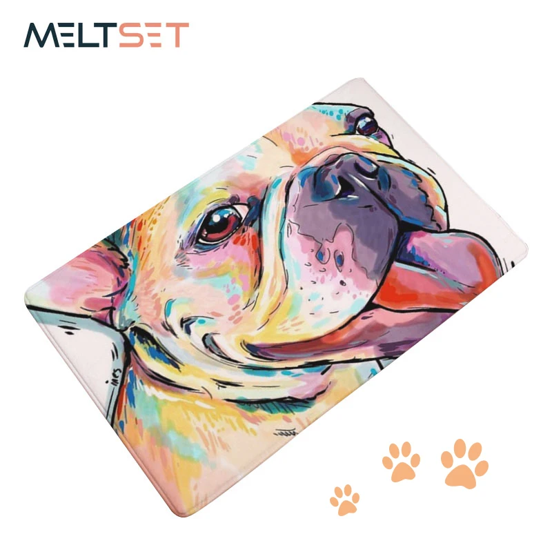 

Welcom Carpet Outdoor Door Mat Funny Impressionist Big Face Dog Digital Printing Absorbent Mats Bathroom Kitchen Antislip Mat
