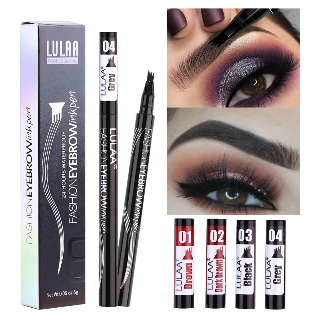 1Pcs Women Makeup Sketch Liquid 4-Claw Eyebrow Pencil Waterproof Brown Eye Brow Tattoo Dye Tint Pen Liner Long Lasting Eyebrow waterproof microblading liquid eyebrow pen fork tip eyebrow tattoo pencil long lasting fine sketch eye brow pencil