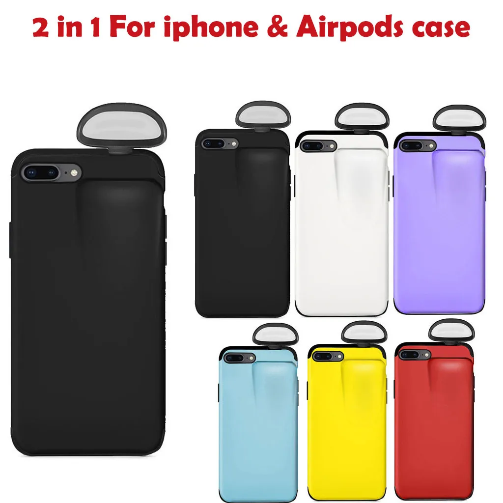 2 в 1 комплект беспроводной гарнитуры защита для IPhone 7 Plus/8 Plus и чехол телефона AirPods