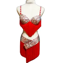 

Handmade Rhinestones Tassel Bikini Sets Shiny Costume Women Party Evening Costume Ladies Dance Costumes Performance Stage Wear