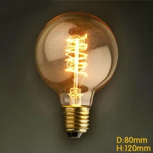 Винтажная лампа G80 40 Вт, винтажная лампа Эдисона 220 В, E27 Лампа накаливания, спиральная лампа накаливания, промышленный Декор для дома, винтажная