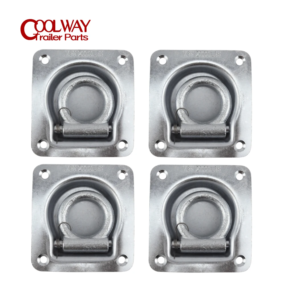 4PCS CAP 2000LBS Zinc Plated Recessed Tie Down Deck Rope Lashing Ring