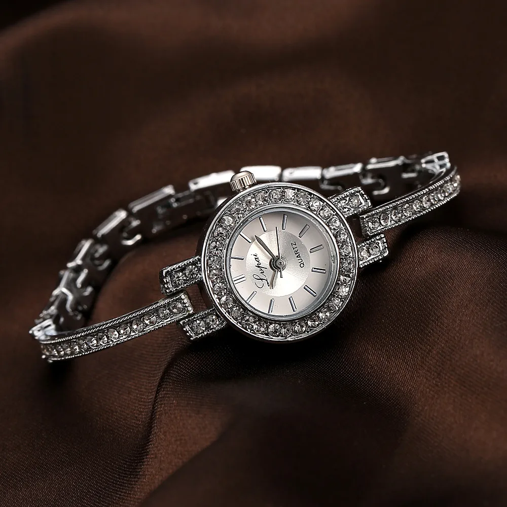Модные женские нейтральные Изящные Простые часы из нержавеющей стали с диском, стразы, браслет, кварцевые часы, подарок на праздник, часы 50