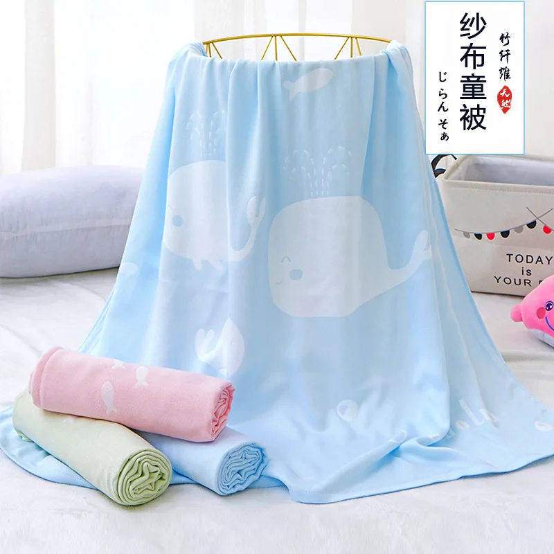 

Summer Thin Two Double Layer Bamboo Fabric 110X110 Gauze Children's Quilt Towel Blanket Infants Children Baby Bath Towel