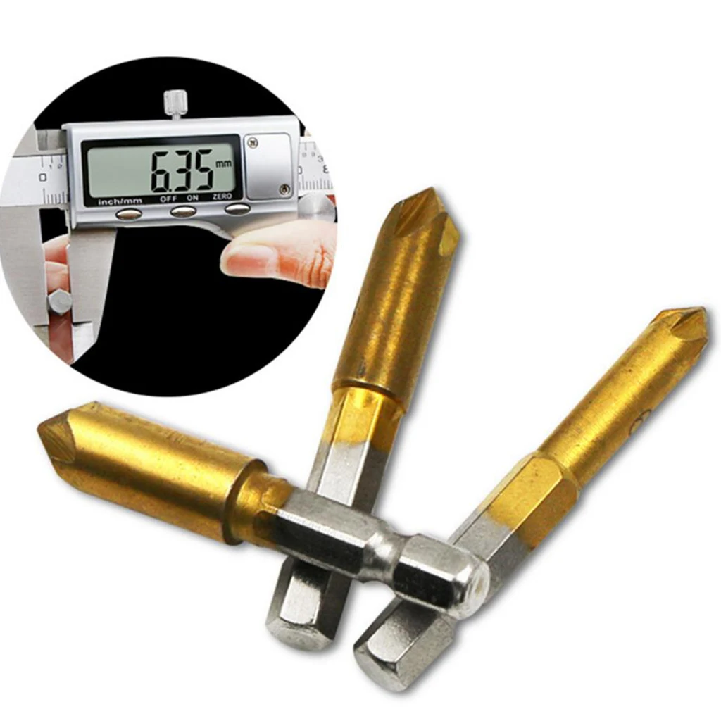 6pcs Woodworking Chamfering Device Countersink Drill Bit Bore Kit Hex 6/8/9/12/16/19mm