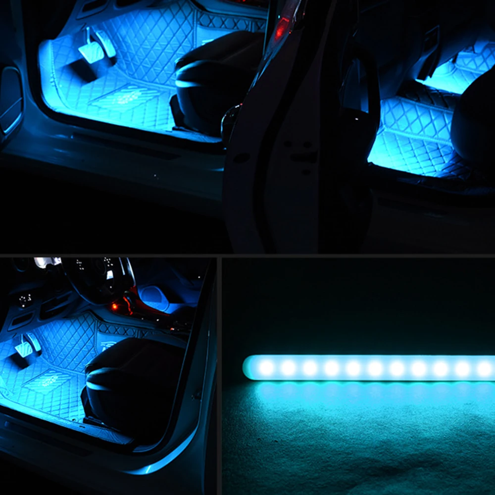 4x 12LED авто интерьер автомобиля Дистанционное управление RGB Освещение в ногах атмосферу декоративные лампы Голосовое управление