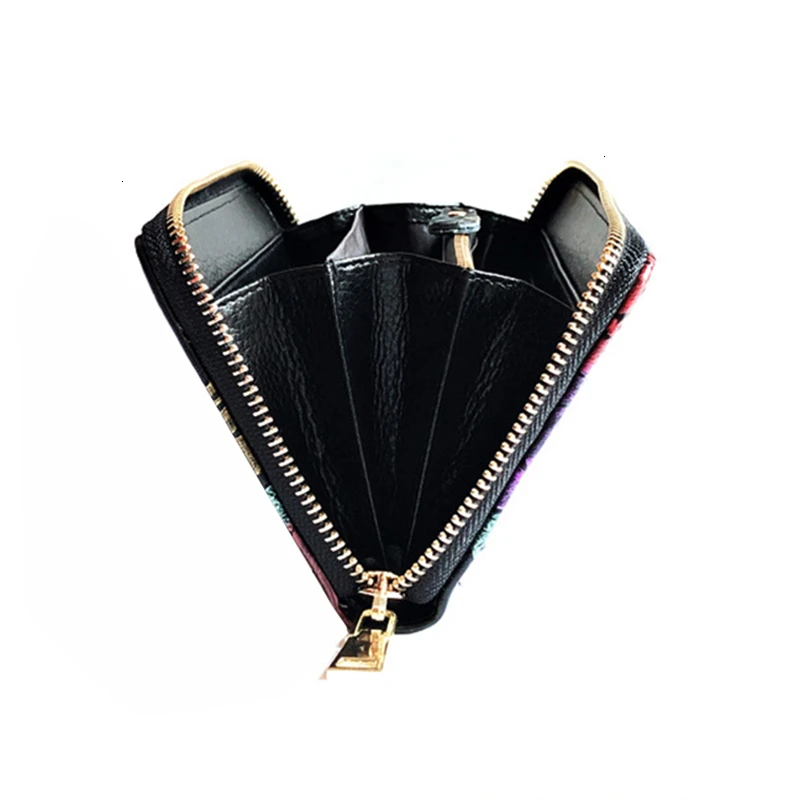 Wallets Women Long Clutch Bags Classic National Floral Decorate Multi-function PU Leather Handbags Zipper Card Holders For Lady