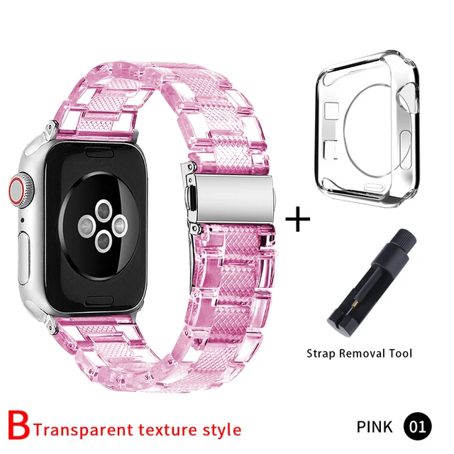 Newest Strap for Apple Watch Band Series SE 7 6543 Transparent for Iwatch bracelet 38 41 45 40mm 42mm 44mm Watchband accessories Pink