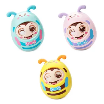

Safety Adorable Blinking Eye Tumbler Doll Baby Teether Toy for 6-12 Month Infant Moving toys soft sounds