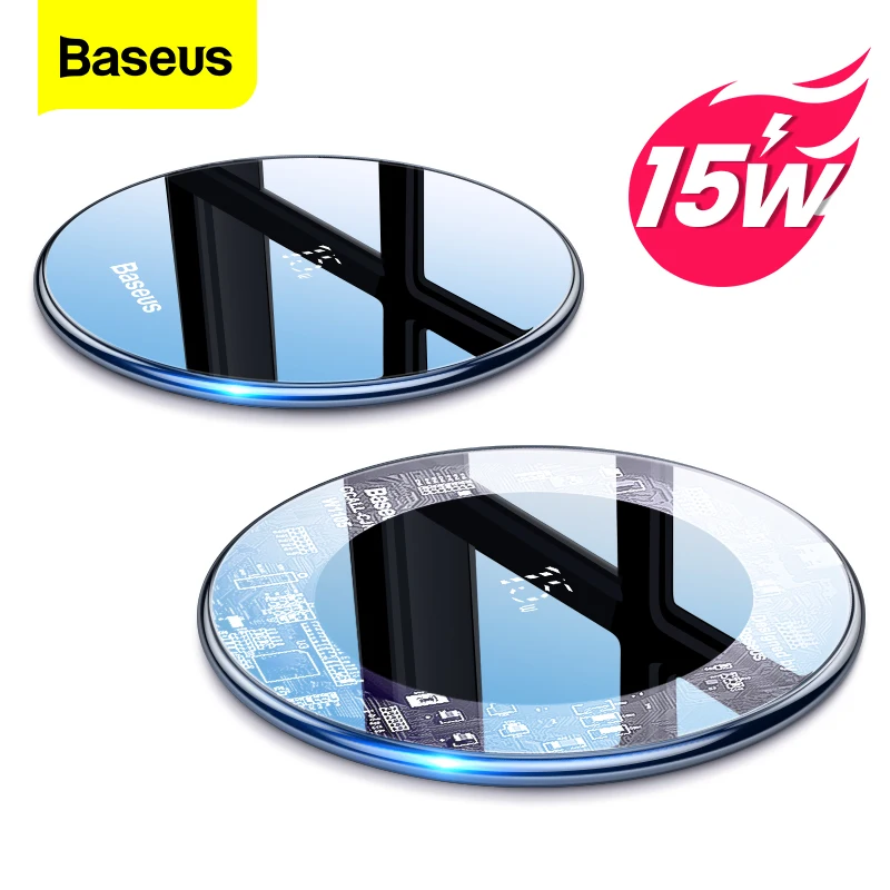 Baseus-cargador inalámbrico Qi de 15W, almohadilla de carga inalámbrica de inducción rápida para iPhone 13, 12 Pro, Max, Xs, Samsung, Xiaomi mi 10 y HuaWei