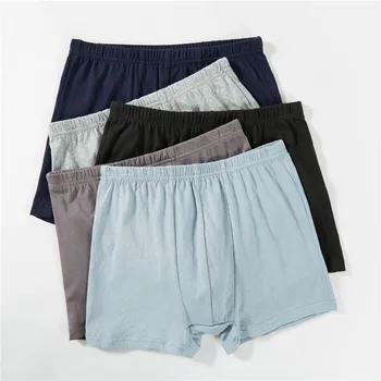 

5pcs Mens Underwear Boxers Shorts Casual Cotton Sleep Underpants Quality Loose Solid Boxer Men Comfortable Homewear Panties