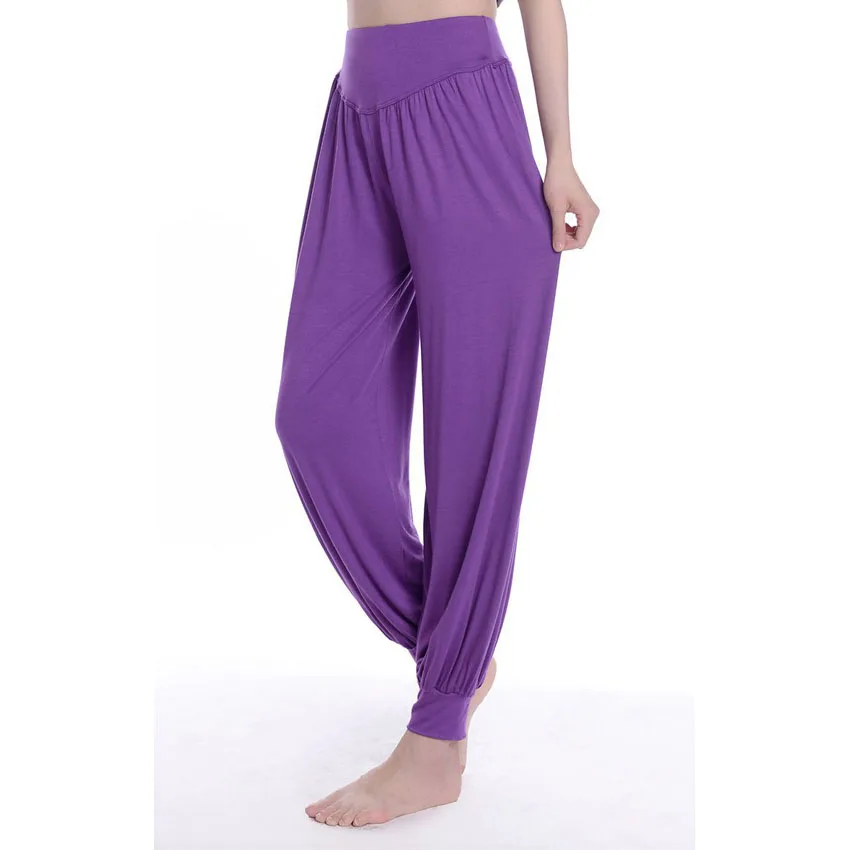 Женские однотонные штаны для йоги из модала и хлопка костюмы танца живота