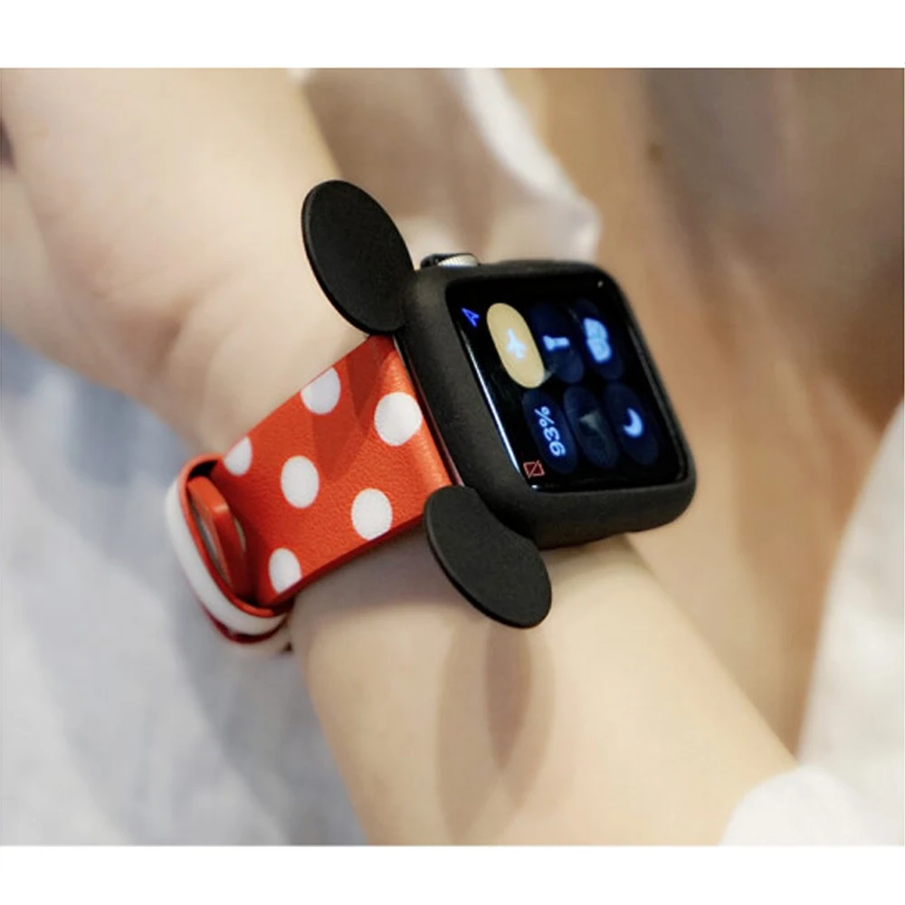 

Silicone cover case for Apple Watch 4 44mm 40mm iWatch 3 2 1 38mm 42mm Mickey mouse ears protective bumper watch Accessories 44