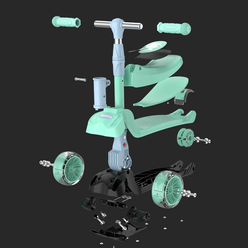 Kids Scooter Light Foldable Tricycle Scooter Adjustable Height Three-Wheels Skateboard 3 In 1 With Seat Doki Toy 2021 4 Kids Scooter Light Foldable Tricycle Scooter Adjustable Height Three-Wheels Skateboard 3 In 1 With Seat Doki Toy 2021 4