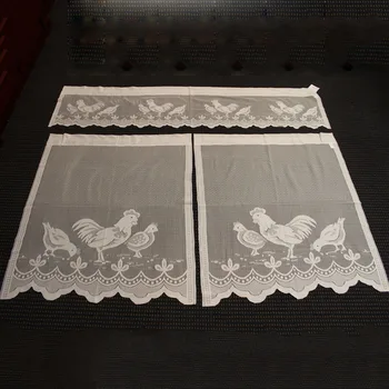 

Semi Shading Drapes Gauze Home Decoration Chicken Pattern Panel Light Flow Valances Lace Curtain Solid Kitchen Window Screen