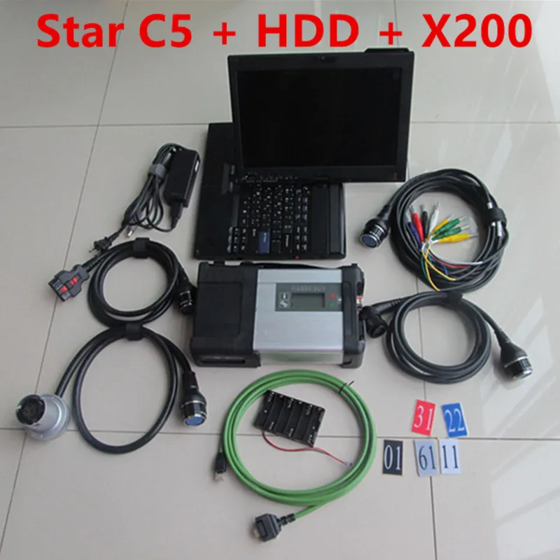 Супер чип Mb Star C5 с новым программным обеспечением HDD,12 Vediam/DTS X200T диагностический ноутбук Лучший MB SD Подключение C5 Готовая работа - Цвет: C5-HDD-X200T