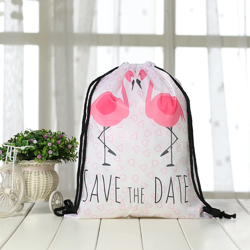 KS12-3 drawstring Backpack drawstring bag fashion Women 3D printing travel softback men Casual bags unisex drawstring shoulder Flamingo - Цвет: KS12-3