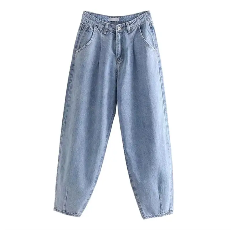 Light blue Джинсы, женские свободные повседневные штаны-шаровары, джинсы для мам, уличная одежда, джинсовые штаны, женские плиссированные брюки с карманами, джинсы для женщин - Цвет: Light blue