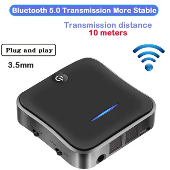 

Bluetooth 5.0 wireless audio transmitter and receiver plug and play with 3.5m jack optical audio dongle up to 10M TX/RX Switcher