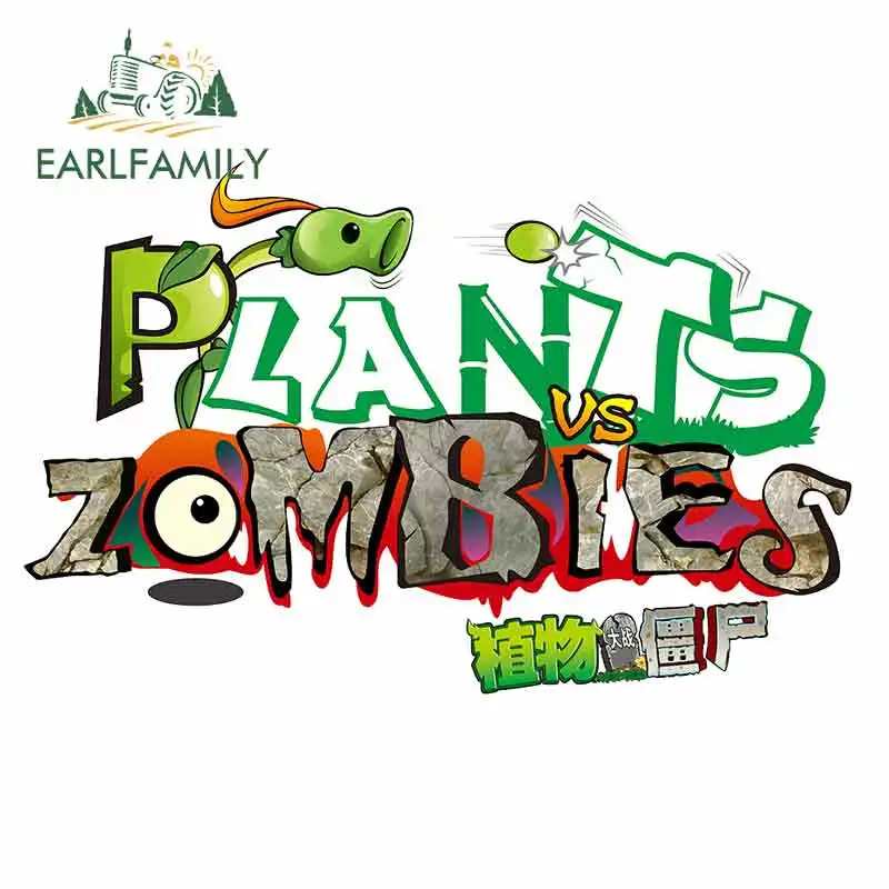 

EARLFAMILY 13cm x 9.2cm Plants Vs. Zombies Logo Car Decal Stickers Door Protector JDM Polyethylene Sunscreen Waterproof Glue