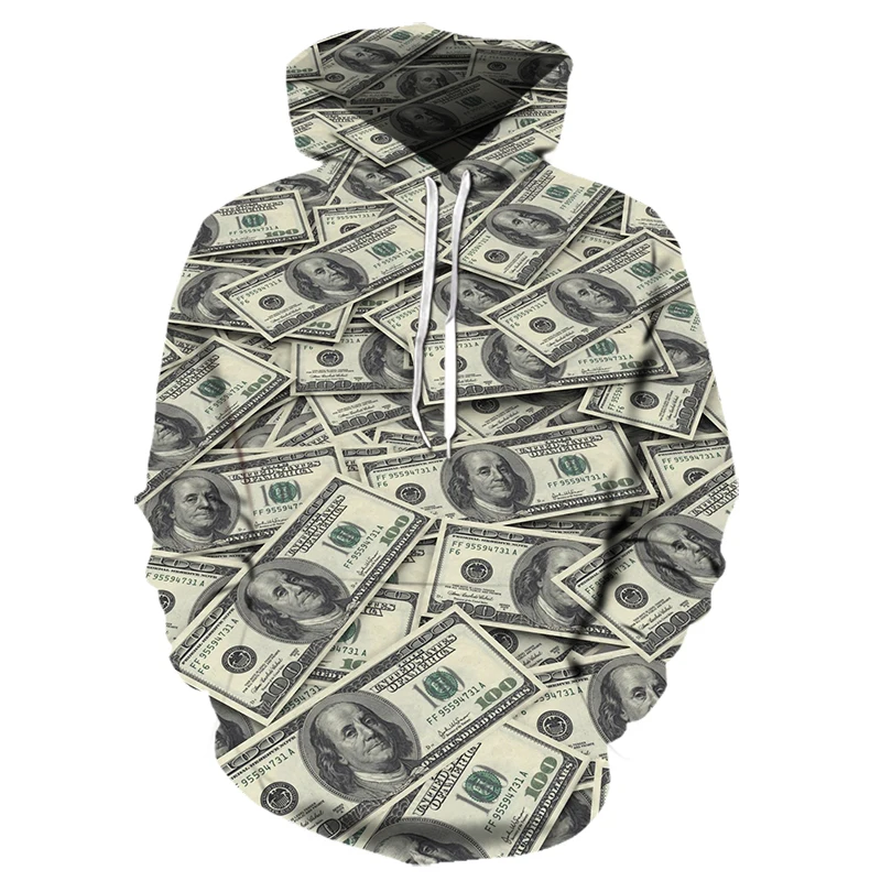 

3D printed dollar hoodies men's women's funny hoody pattern an be hoodies patterns can be customized causal clothing sportswear