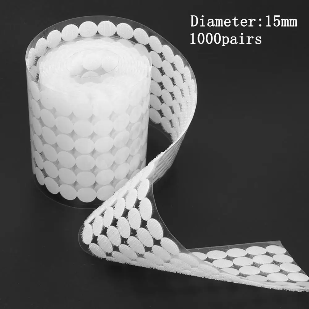 

Self Adhesive Dot Stickers Hook and Loop Tape Nylon Round Fabric Double-sided Tape Strong Glue on Tape Fastener 500/1000 Pairs