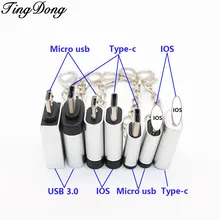 TingDong Дата-кабель для зарядки кабель конвертер адаптер type-C конвертер к micro usb 3,0/micro usb к 8pin адаптер