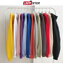 LAPPSTER мужские однотонные толстовки с капюшоном осенние мужские s хип-хоп корейские модные толстовки повседневные Хип-хоп пара толстовки плюс размер