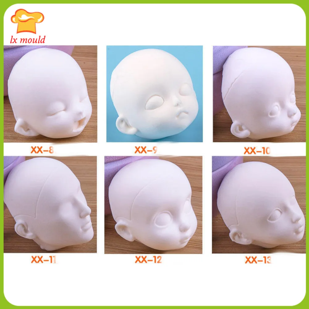 Clay Soft Pottery Figure Face Silicone Molds Doll Shape Mould Baby Face Fondant Moulds