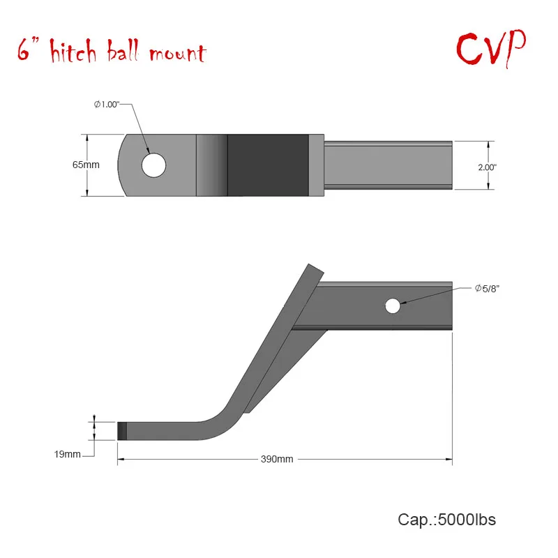 CVP Towbar Tongue Ball Mount Hitch Heavy Duty Trailer Towball Tow Hitch Mounting 6" RV Parts Camper Accessories Caravan